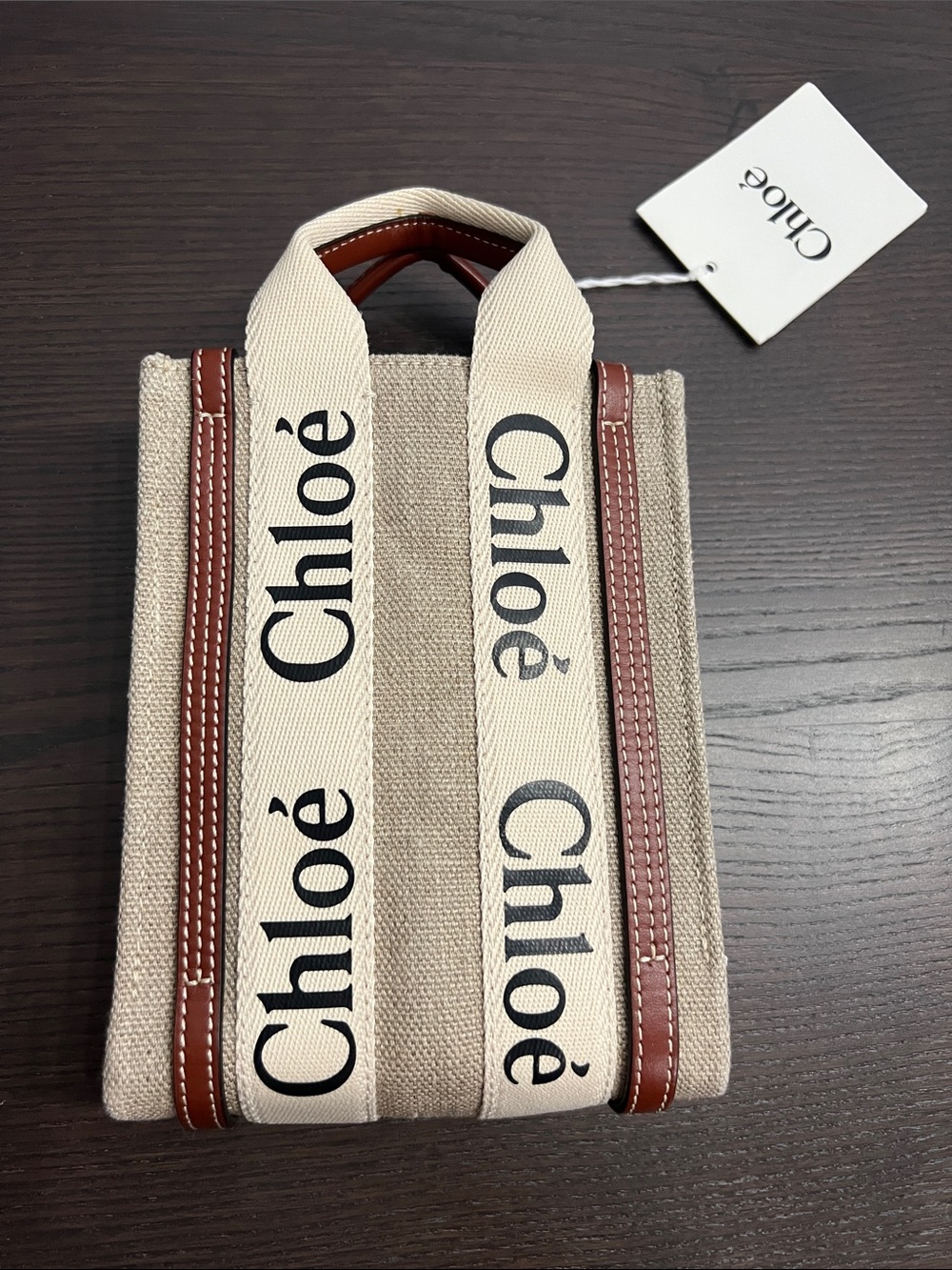 Chloe North South Mini Tote White/Brown          NWT $880